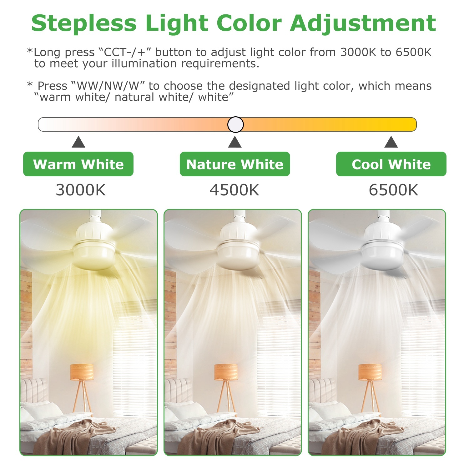 1Pc Socket Fan Light 12W Ceiling Fan With Lights Dimmable LED Ceiling Fan With 3 Fan Speed Stepless Brightness And Color Temperature Smart Timer Remote Control - Image 9