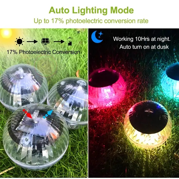 Solar LED Floating Lights IP65 Waterproof Garden Pool 7 Color - Image 3