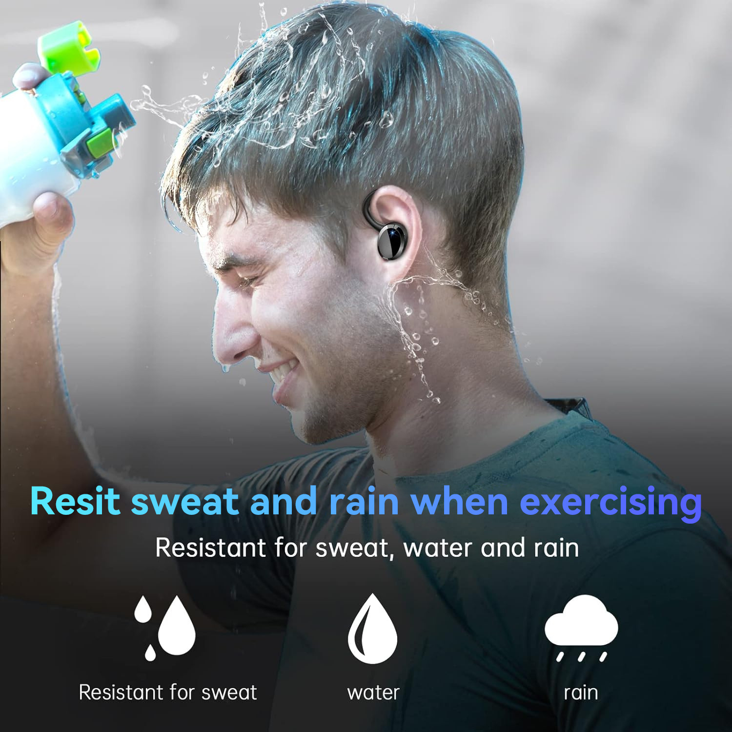 Digital Display Waterproof Sports Q38 Ear-mounted In-ear Noise Reduction Stereo Bluetooth Earphone - Image 9