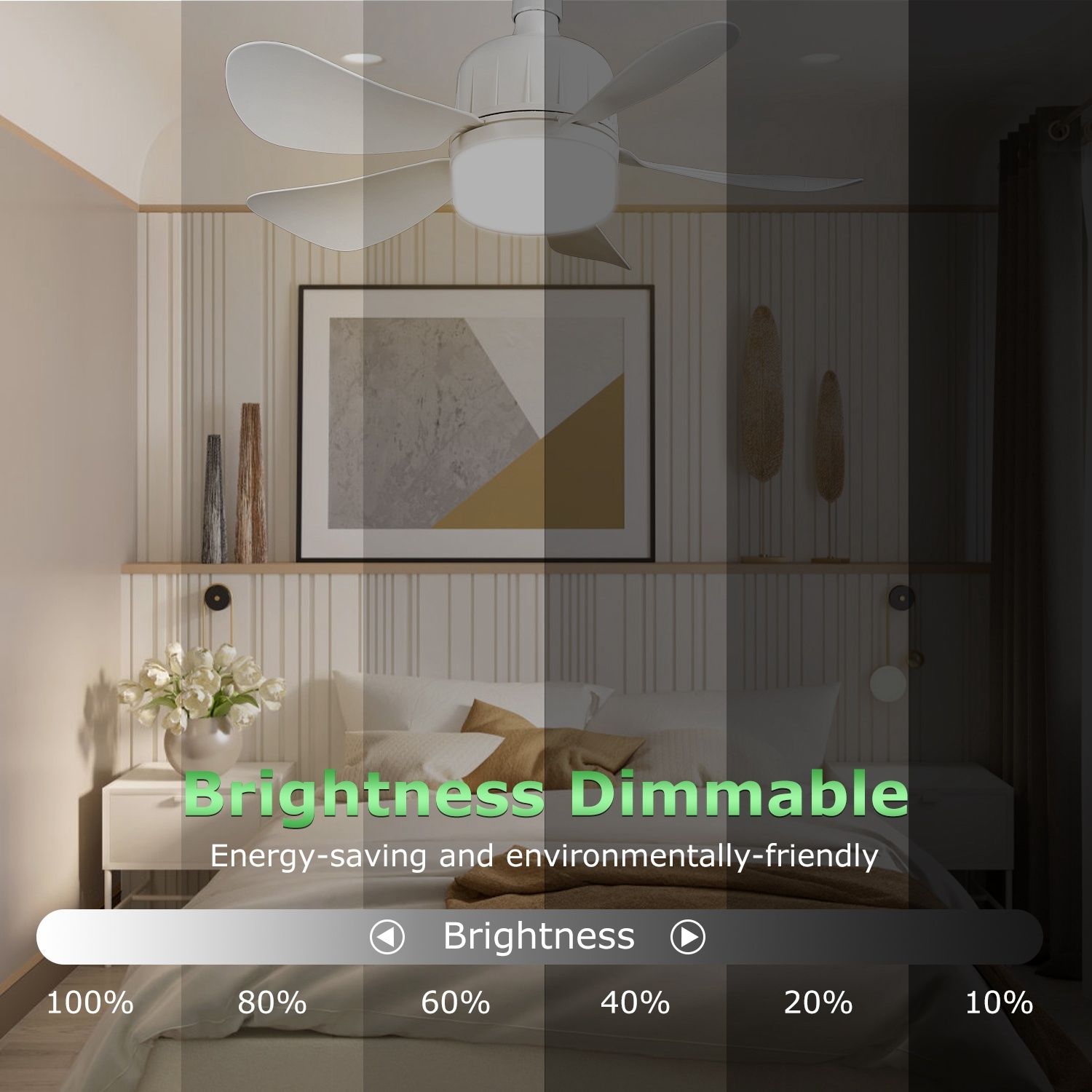 1Pc Socket Fan Light 12W Ceiling Fan With Lights Dimmable LED Ceiling Fan With 3 Fan Speed Stepless Brightness And Color Temperature Smart Timer Remote Control - Image 2