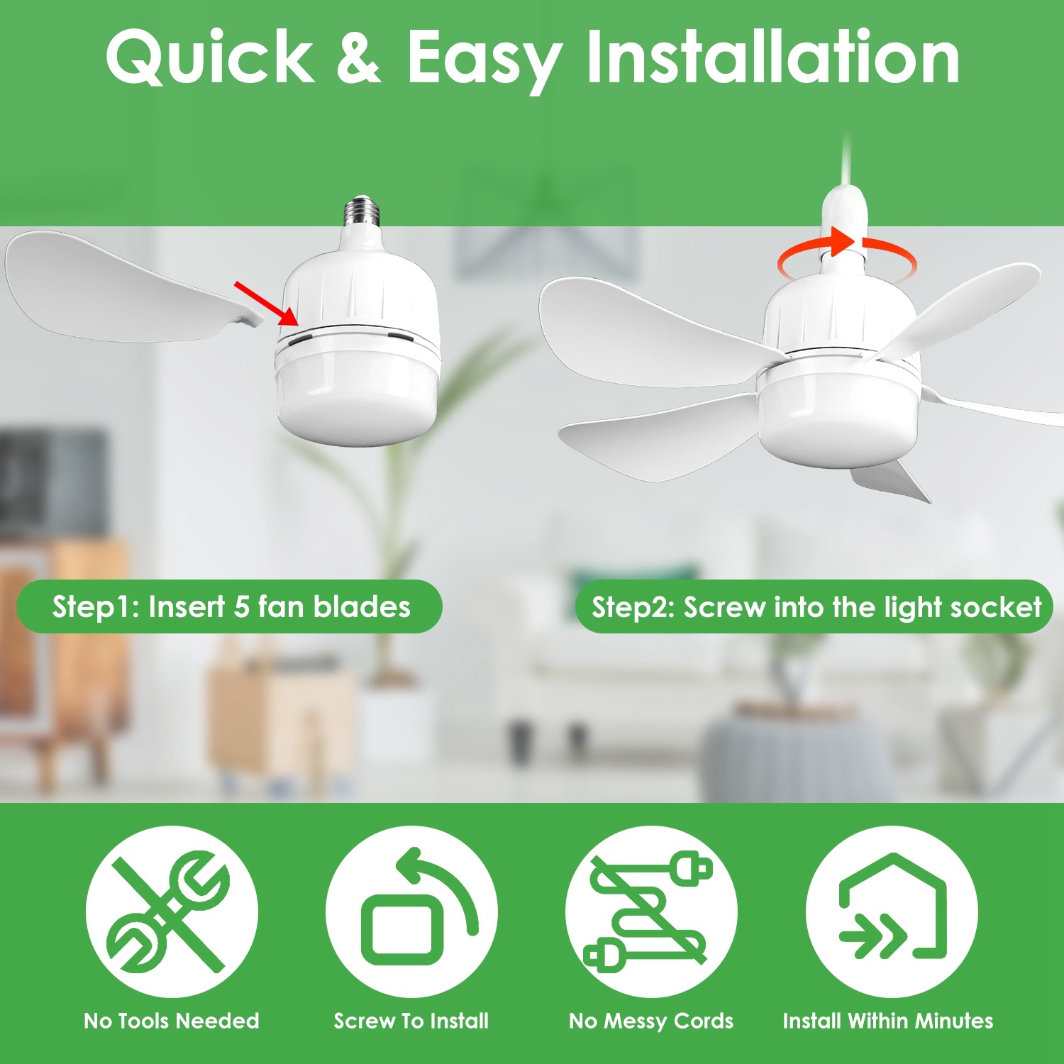 1Pc Socket Fan Light 12W Ceiling Fan With Lights Dimmable LED Ceiling Fan With 3 Fan Speed Stepless Brightness And Color Temperature Smart Timer Remote Control - Image 8