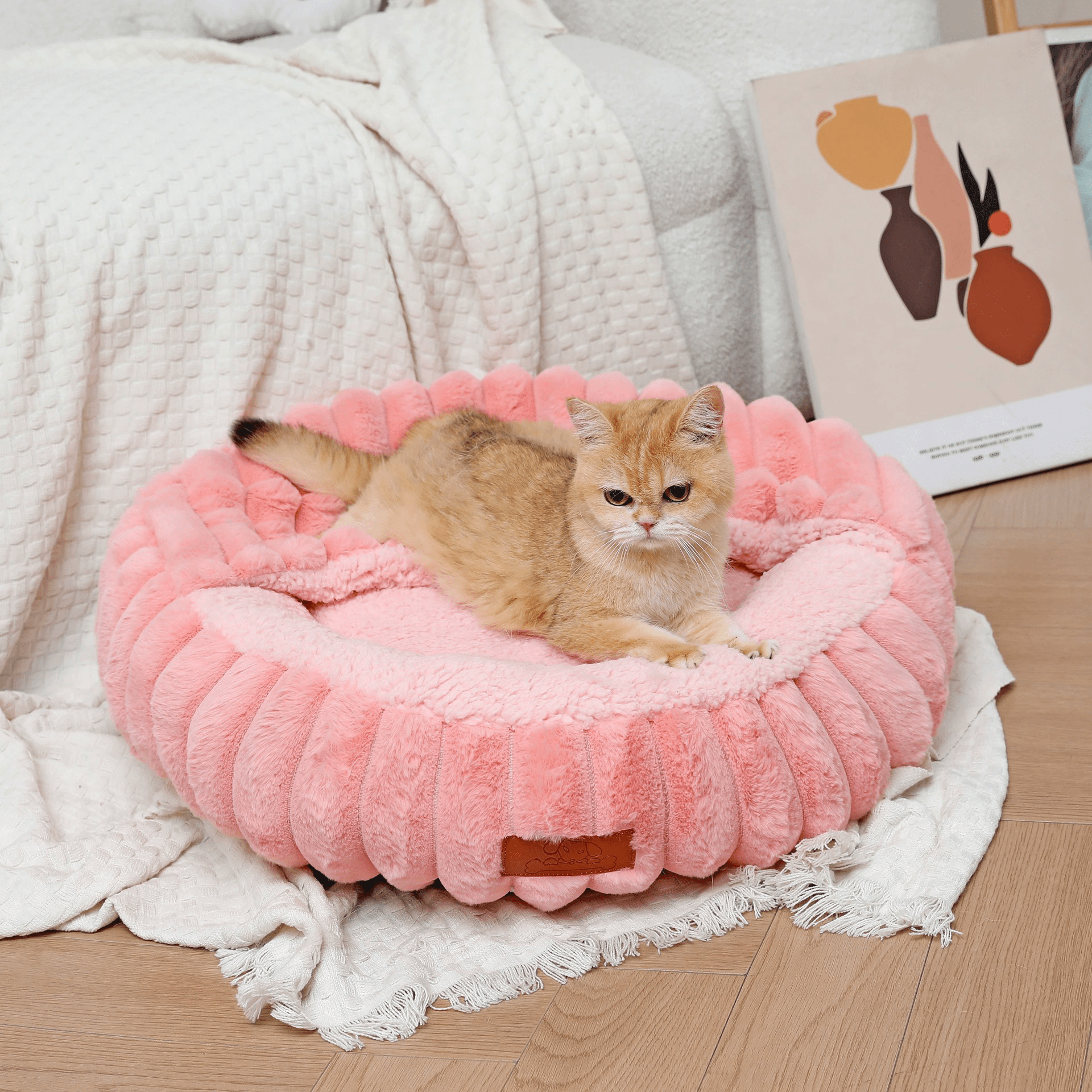 Soft Round Dog Bed & Cat Basket – Washable Pet Sofa Bed for Small & Medium Dogs and Cats